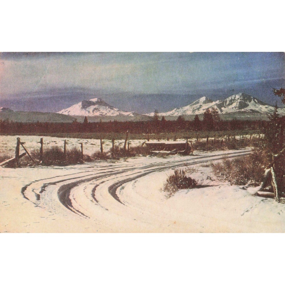 Three Sisters Oregon OR Cascades Winter Mountain Mike Roberts Wesco Vtg Postcard